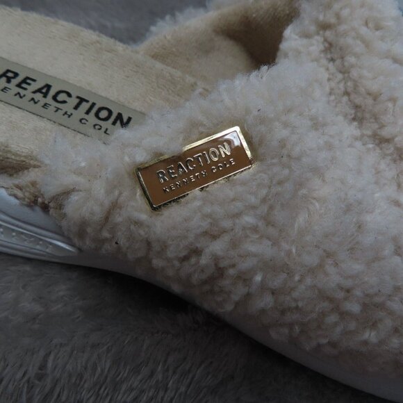 Kenneth Cole Reaction Women 5 Cream Slippers Four Cozy Slide Soft Plush Open Toe - Picture 7 of 11